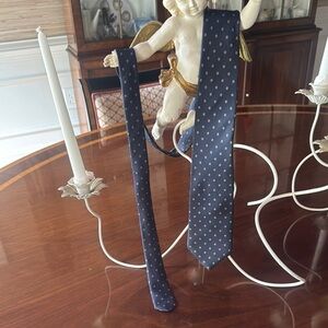 Yves Saint Laurent Elegant Navy Polka Dot Tie made in USA